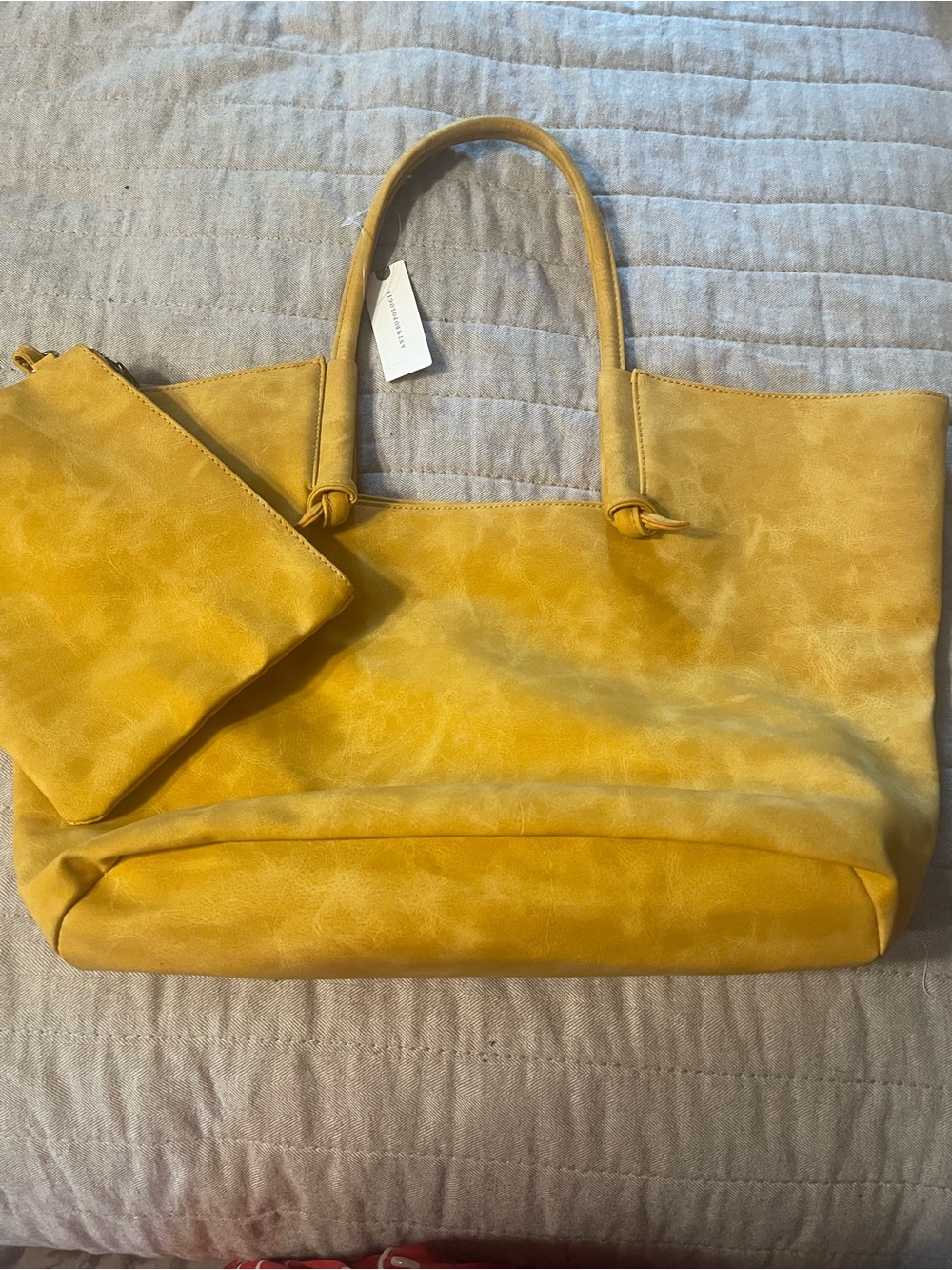 Anthropologie Yellow Tote with Removable Pouch